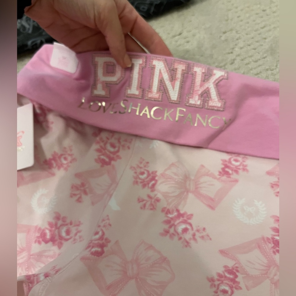 PINK X LoveShackFancy Cotton Foldover Micro Shorts S - Picture 12 of 14